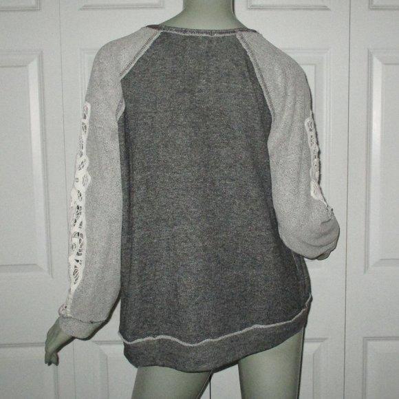 ALTAR'D STATE Gray Long Sleeve Sweater/Crochet Details - Picture 5 of 6